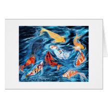 Nine Koi Fish. Greeting card