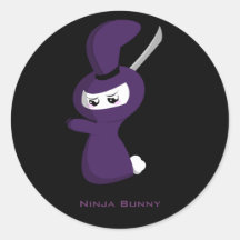 Ninja Bunny Round Sticker