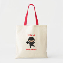 Ninja Librarian with Book Canvas Bags