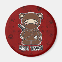 Ninja Teddy! In Red Magnet