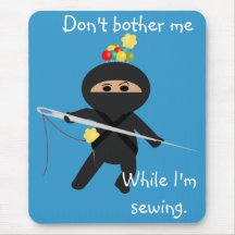 Ninja with Needle and Sewing Pins Mousepad