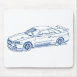 Nis Skyline GTR R34 2000 sketch Mouse Mat