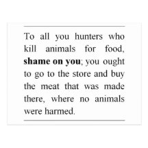 No animals harmed at supermarket meat counter? postcard