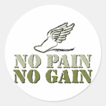 No Pain No Gain - Running Round Stickers
