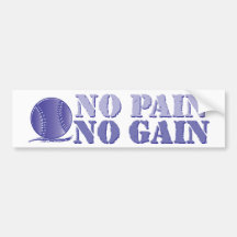 No pain, no gain - softball/baseball (purple) bumper sticker