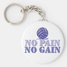 No Pain No Gain Volleyball Keychain