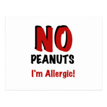 NO Peanuts I'm Allergic Post Card