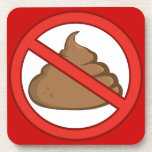 NO-POO POOP CRAP CARTOON FUNNY RED BROWN WHITE SA cork coasters