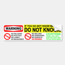 No Solicitors Door Sticker Bumper Stickers