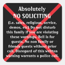 NO Solicitors door stickers