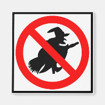 No Witches Highway Sign Refrigerator Magnet