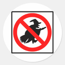 No Witches Highway Sign Round Sticker