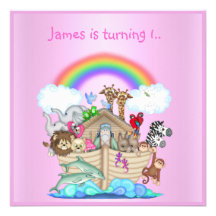 Noahs ark animal invitation PINK 2