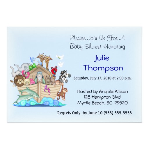 Noah39;s Ark Baby Shower Invitation 5quot; X 7quot; Invitation Card  Zazzle