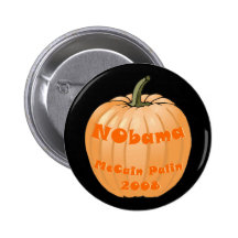 NObama McCain Palin 2008 Jack-o-lantern Halloween Pinback Button