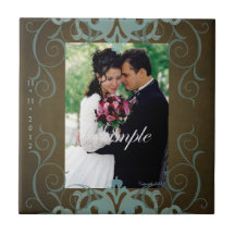 Nobel Photo Brown & Teal Save The Date Tile