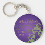 Noble Green Scroll Purple Swirl Keychain