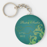 Noble Green Scroll Teal Swirl Keychain