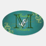 Noble Lime Scroll Monogram Teal Sticker