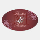 Noble Pink Scroll Monogram Red Sticker