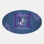 Noble Purple Scroll Monogram Blue Sticker