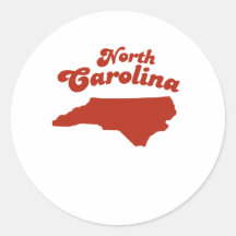NORTH CAROLINA Red State Round Stickers
