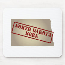 North Dakota Born - Stamp on Map Mousepads