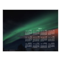 Northern Lights Starry Sky; 2013 Calendar Photo Print