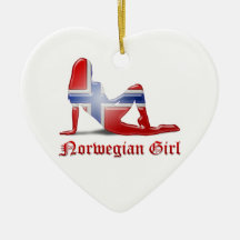 Norwegian Girl Silhouette Flag Ornaments