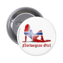 Norwegian Girl Silhouette Flag Pinback Buttons