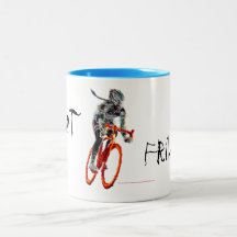 Not Frilly.  Female Cyclist & Flames Coffee Mugs