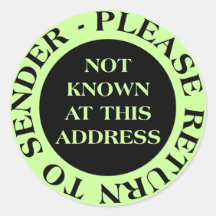 Not Known at this Address - II Pale Green Sticker