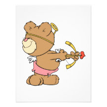 not looking shooting arrow cupid teddy bear personalized announcements