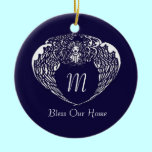 Nouveau Angel Bless our Home Monogram Ornament ornaments