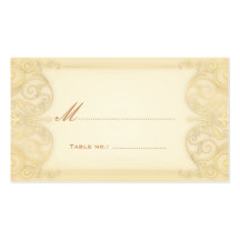 Nouveau Victorian Pale Gold Fancy Table Escort Business Card Template