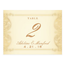 Nouveau Victorian Pale Gold Fancy Table Number Post Card