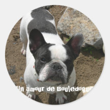 Nouvelle image, Un amour de Bouledogue Autocollants Ronds