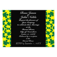 Novae Ebony (Green/Yellow) Wedding Invitation