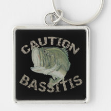 Novelty Bass Fishing - Caution Bassitis Keychains