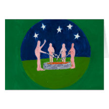 nudists at campfire cards