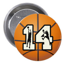 Number 14 Basketball and Players Pinback Buttons