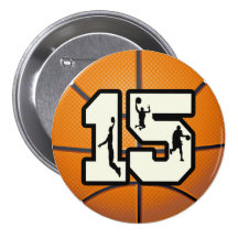 Number 15 Basketball and Players Button