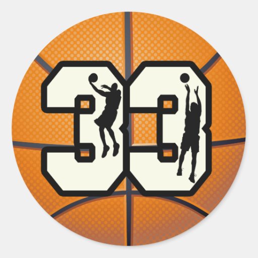 Number 33 Basketball Classic Round Sticker | Zazzle