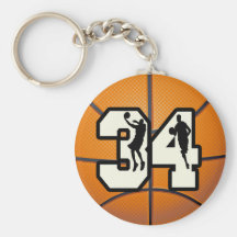Number 34 Basketball Key Chains