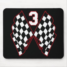 NUMBER 3 AND CHECKERED FLAGS MOUSEMAT