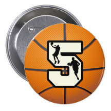 Number 5 Basketball and Player Pinback Buttons