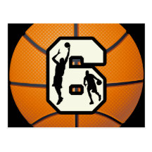 Number 6 Basketball and Players Post Cards
