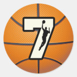 Number 7 Basketball and Player Round Stickers