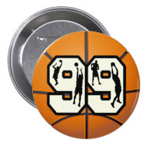 Number 99 Basketball Pinback Button