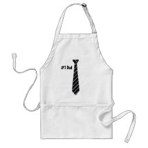 Number One #1 Dad Black Stripes Fake Tie Aprons